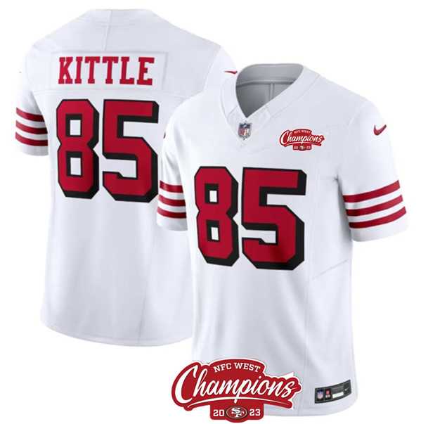 Men & Women & Youth San Francisco 49ers #85 George Kittle White 2023 F.U.S.E. NFC West Champions Patch Alternate Stitched Jersey->san francisco 49ers->NFL Jersey